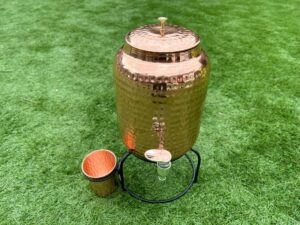 Patanjali Copper Matka Water Pot 5.5L With Tap + Stand
